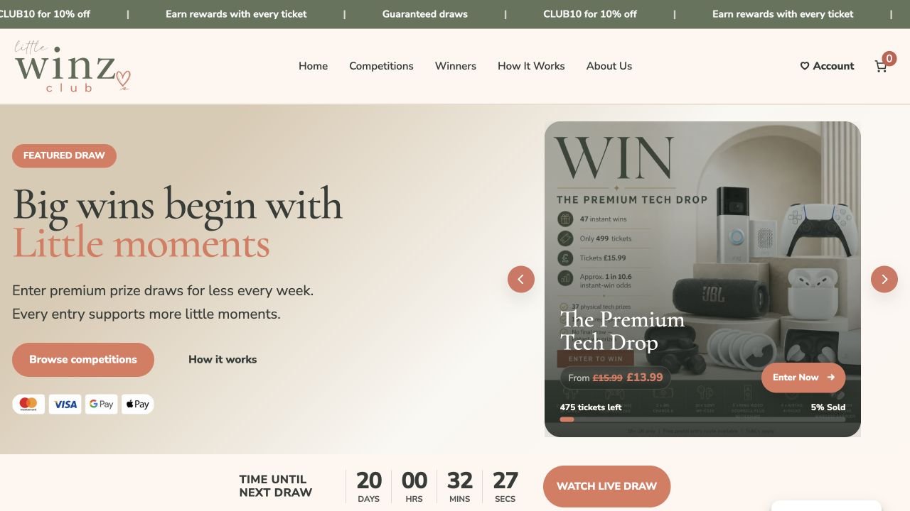 Little Winz Club competition website homepage