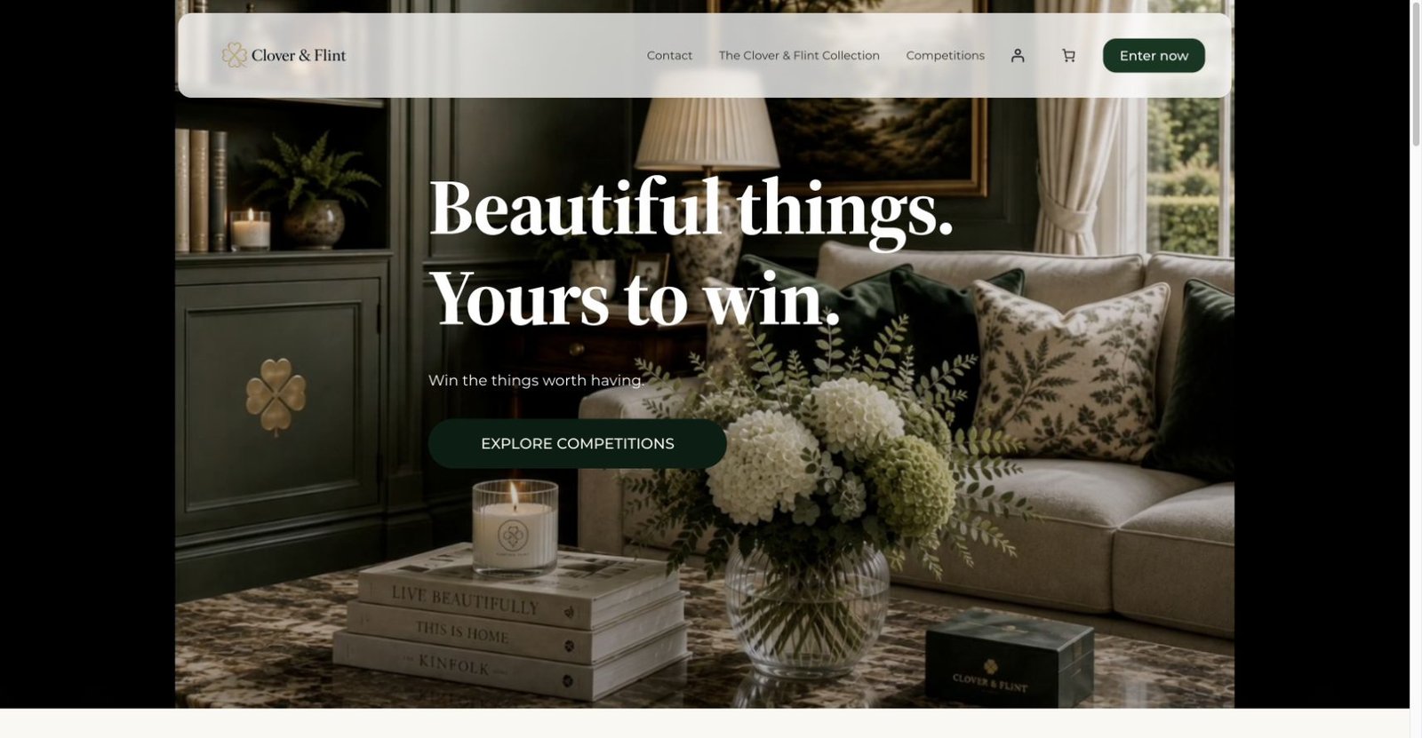 Clover and Flint competition website homepage